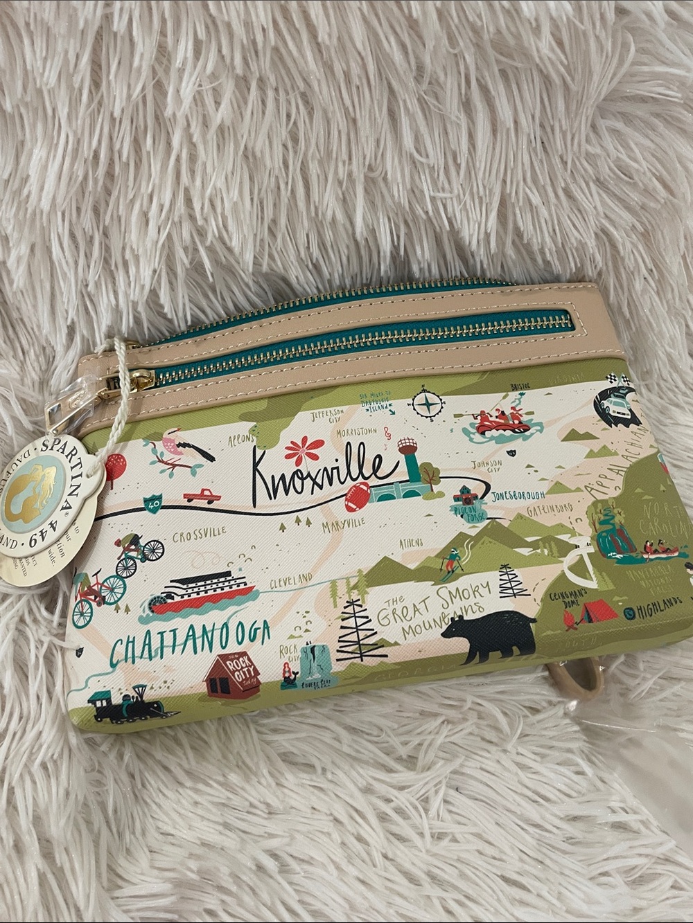 Spartina Tennessee Print Wristlet Pouch - Beige & Green - Picture 5 of 5